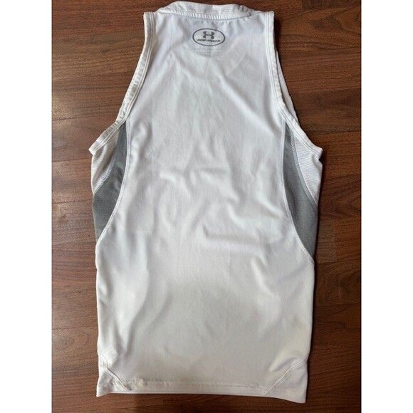 Under‎ Armour Fitted Tank Top Mens SML Heatgear Sleeveless White Grey Basketball - Picture 6 of 8
